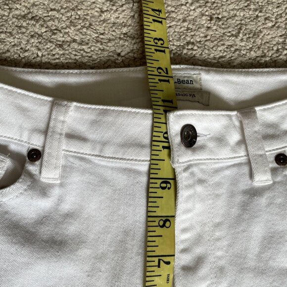 LL Bean Classic Fit Ankle Jeans Womens 10 White DenimStraight Leg Casual Stretch - Picture 7 of 11
